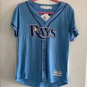 Ladies Majestic Blue Rays Button-Up Jersey